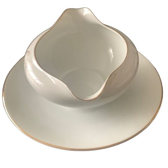 Vintage 1961 Kaysons Japan Fine China Golden Rhapsody Oval Gravy Boat Plate Clas - Picture 5 of 16